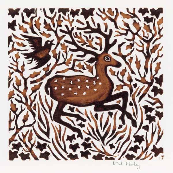 Woodland Deer, 2000 (woodcut)  van Nat  Morley