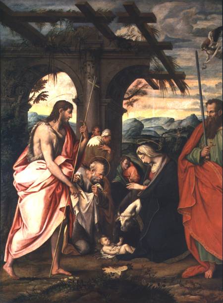 Birth of Christ with St. Paul and St. John the Baptist (panel) van Neapolitan School