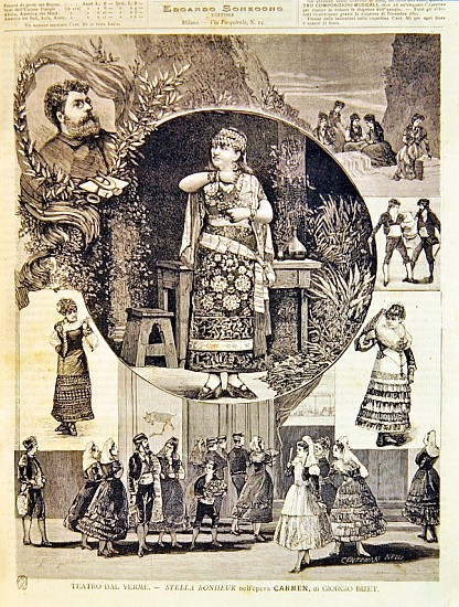 Programme for an Italian production of the opera ''Carmen'', Georges Bizet (1838-75) 1880 van Nelli Centenari