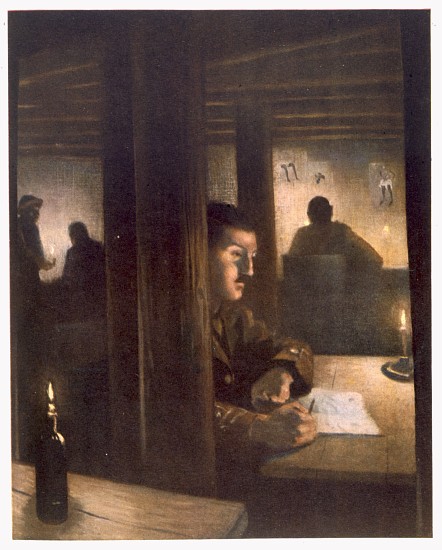 Inside Brigade Headquarters, from British Artists at the Front, Continuation of The Western Front van Christopher R.W. Nevinson