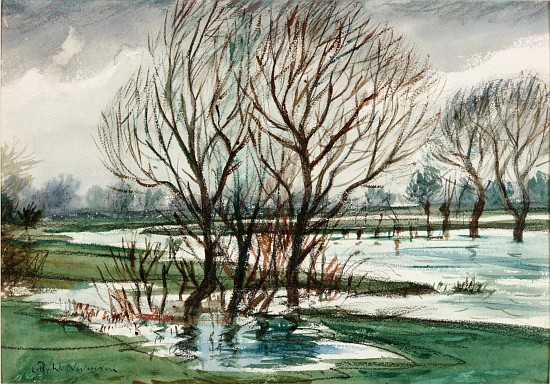 Willows (chalk and watercolour on paper van Christopher R.W. Nevinson