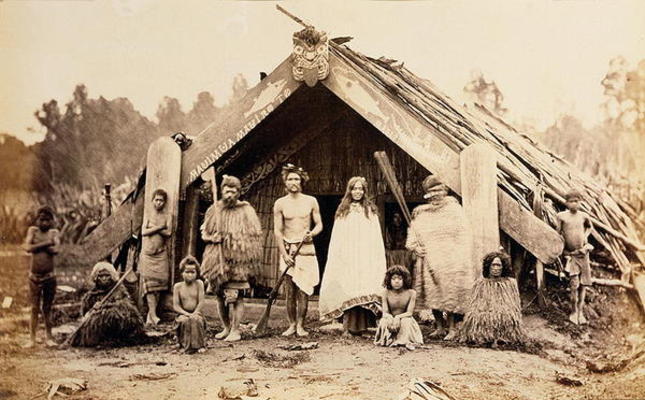 Maori Family, New Zealand, c.1880s (albumen print) van New Zealander Photographer (19th century)