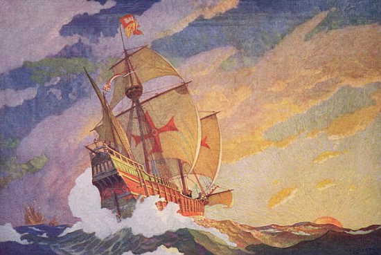 Columbus Crossing the Atlantic van Newell Convers Wyeth