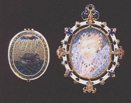 "Armada Jewel", miniature of Queen Elizabeth I enclosed in a jewelled case, outside of lid depicts a van Nicholas Hilliard