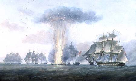 H.M.S. 'Lively' capturing the Spanish frigate 'Clara' off Cape St. Mary van Nicholas Pocock