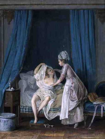 Lady Getting Out of Bed van Niclas II Lafrensen