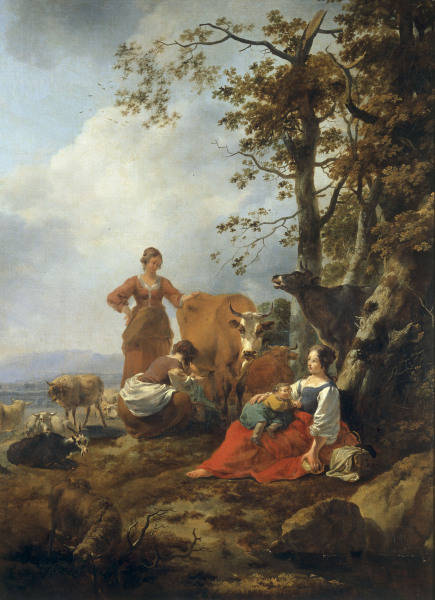 N.Berchem, Landschaft mit Hirtinnen van Nicolaes Berchem
