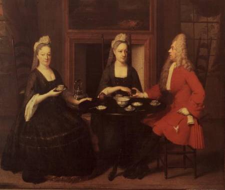 A Tea Party van Nicolaes Verkolje