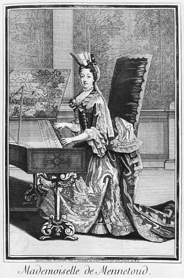Mademoiselle de Mennetoud playing the harpsichord van Nicolas Bonnart