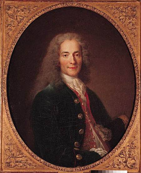 Portrait of Voltaire (1694-1778) van Nicolas de Largilliere