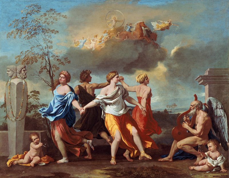 Il Ballo della Vita humana (Allegorie auf das menschl. Leben) van Nicolas Poussin