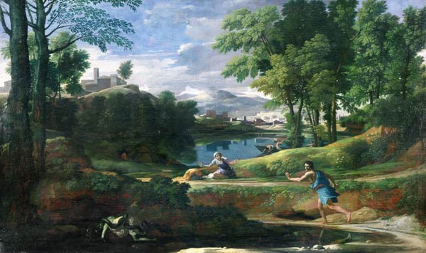 Landscape with a Man killed by a Snake,  - Nicolas Poussin van Nicolas Poussin