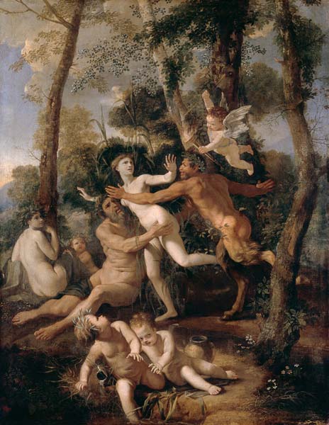 Pan und Syrinx van Nicolas Poussin