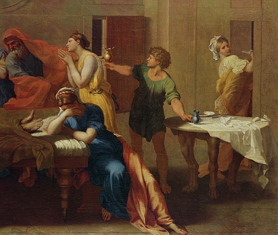 Passing the oil, detail from ''Extreme Unction'' (see 282068) van Nicolas Poussin