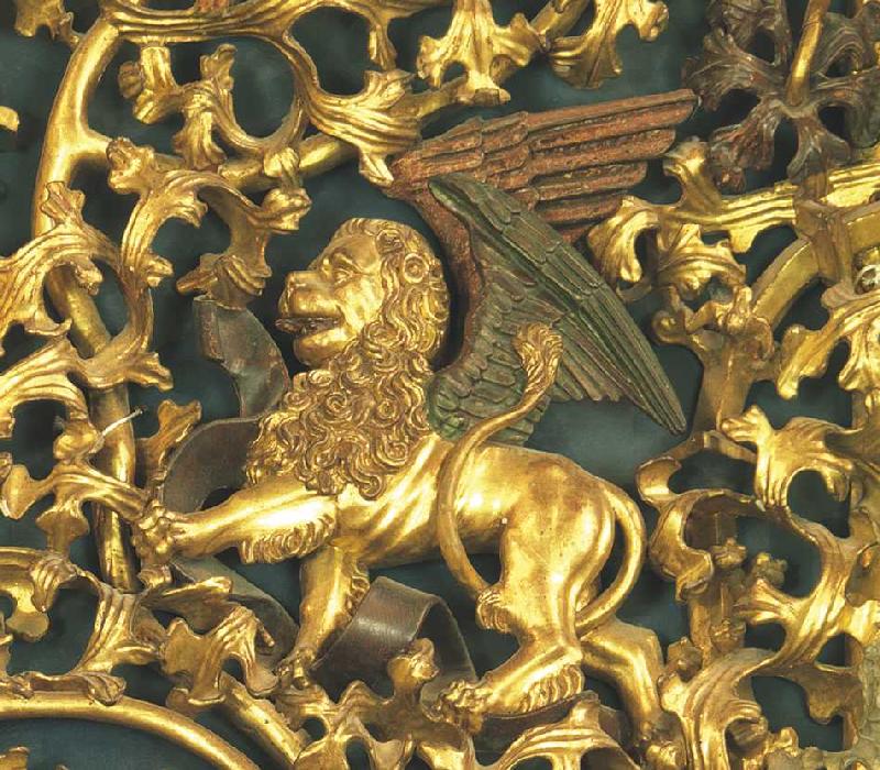 Isenheimer Altar, Detail: Löwe, Evangelistensymbol des Markus. van Niklaus von Hagenau