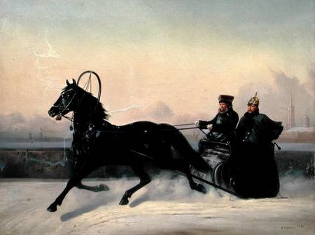 Emperor Nicholas I (1796-1855) Driving in a Sleigh van Nikolai Egorevich Sverchkov