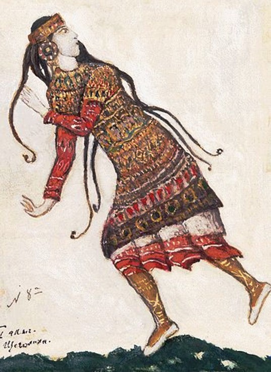 Ultrafashionable lady. Costume design for the ballet The Rite of Spring (Le Sacre du Printemps) by I van Nikolai Konstantinow. Roerich