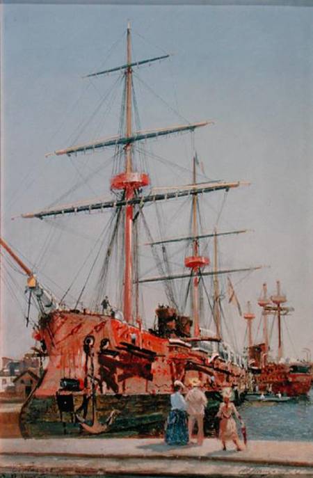Building of the Battleship 'Admiral Kornilov' in Brittany van Nikolai Nikolaevich Gritsenko