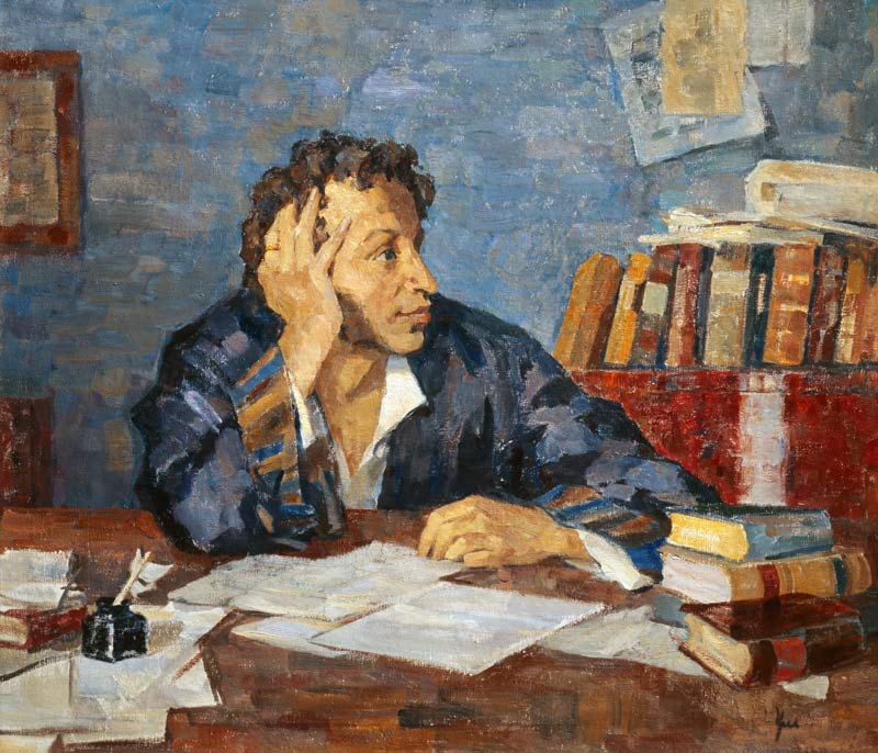 Portrait of the poet Alexander S. Pushkin van Nikolai Pavlovich Ulyanov