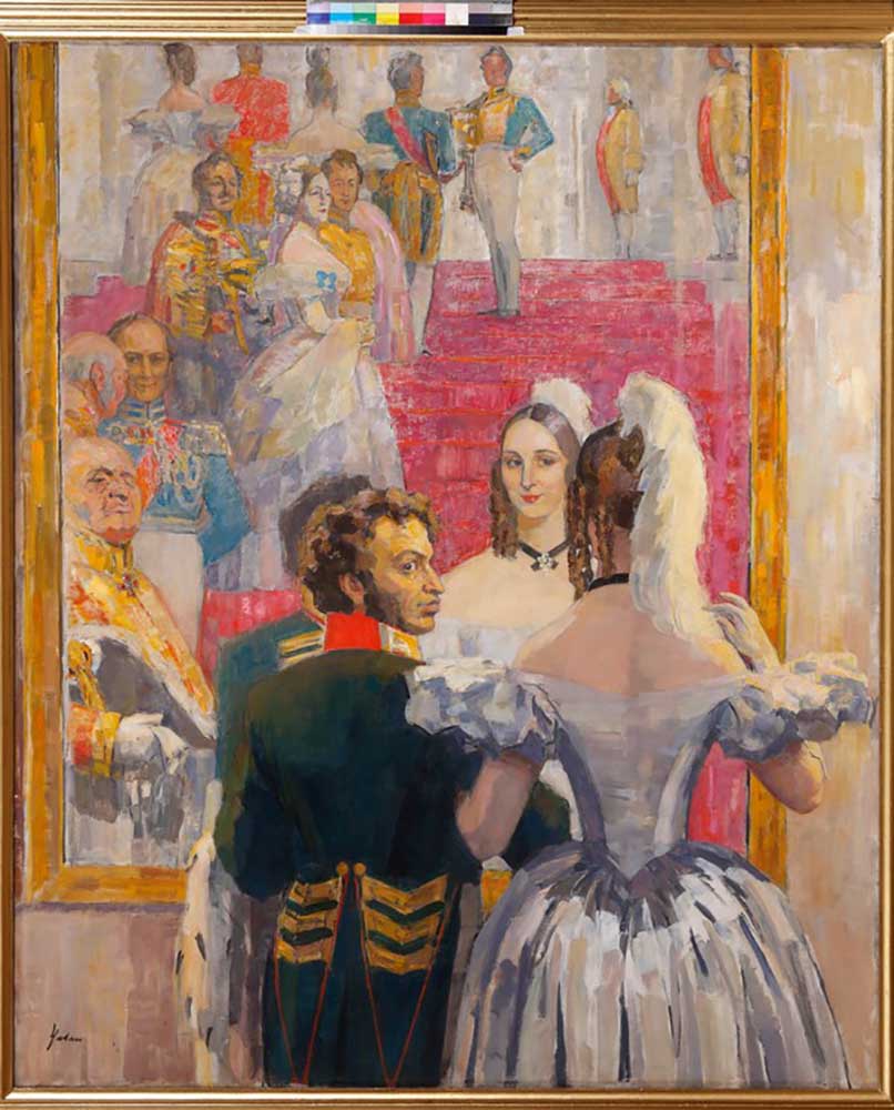 Poet Alexander Pushkin with his wife in the Imperial Anichkov Palace van Nikolai Pavlovich Ulyanov