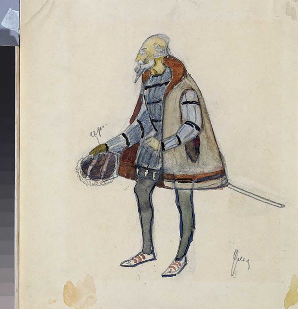 Costume design for the theatre play The Miserly Knight by A. Pushkin van Nikolai Pavlovich Ulyanov