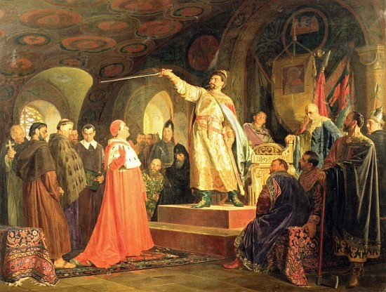 Prince Roman of Halych-Volhynia receiving the ambassadors of Pope Innocent III van Nikolai Vasilievich Nevrev
