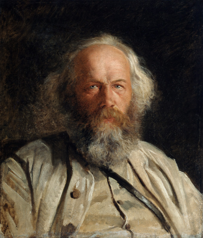 Portrait of the theorist of anarchism Mikhail A. Bakunin (1814-1876) van Nikolai Nikolajewitsch Ge