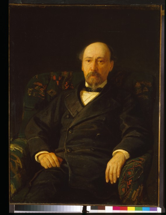Portrait of the poet Nikolay Nekrasov (1821-1877) van Nikolai Nikolajewitsch Ge