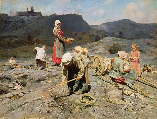 Poor People Gathering Coal at an Exhausted Mine van Nikolaj Alekseevich Kasatkin