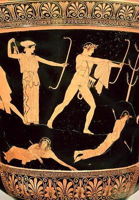 The Death of the Niobids, detail from an Attic red-figure calyx-krater, c.450 BC (pottery) (detail o