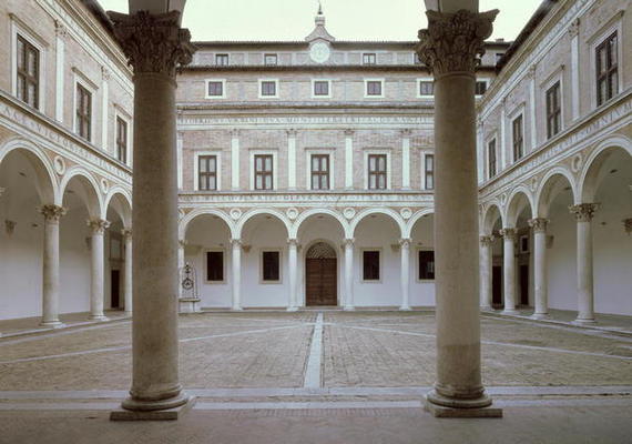 View of the Cortile d'Onore (Courtyard of Honor) designed by Luciano Laurana (c.1420-1502) c.1470-75 van 