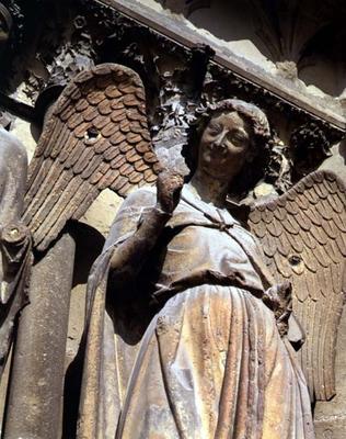 Detail of one of St. Nicaise's angels, sculpture from exterior West Facade, 14th century (stone) van 