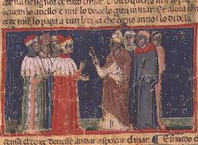 Codex Correr I 383 Pope Alexander III (1105-81) presents a ring to Doge Sebastiano Ziani