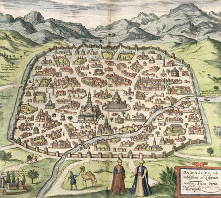 Town map of Damascus, Syria, 1620 (engraving) van 