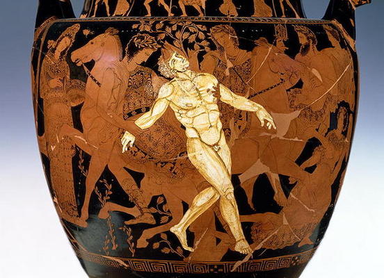 Red and white figure volute krater depicting the death of Talos, the bronze giant who guarded the Cr van 