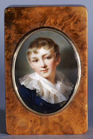 A Birch Wood Box, The Cover Set With A Portrait Of Alexander Pavlovich (1777-1825), Later Tsar Alexa van 