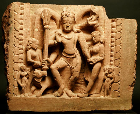 A Central Indian Mottled Red Sandstone Figure Of Siva Nataraja Dancing With The Weight On The Left L van 