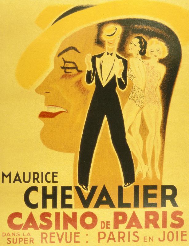 Affiche pour la revue Paris en Joie au Casino de Paris dans laquelle chante Maurice Chevalier en 193 van 
