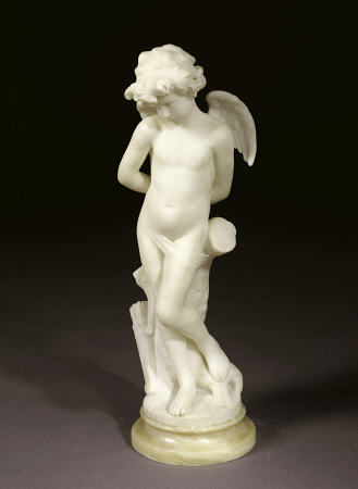 A French White Marble Figure Of Cupid, By Delongue, Late 19th Century van 