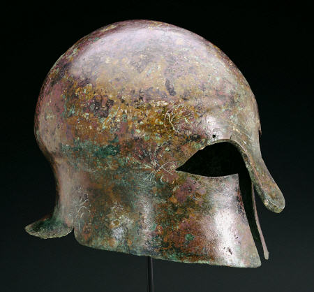 A Greek Bronze Corinthian Helmet van 