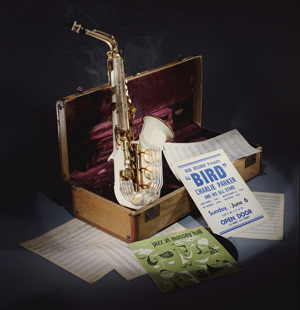 A Group Of Charlie Parker Memorabilia Including An Early 1950s Grafton Alto Saxophone Of Cream Acryl van 