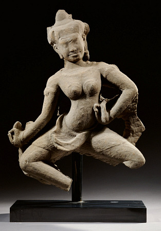 A Khmer, Baphuon Style, Sandstone Figure Of An Apsara Standing In Dancing Posture, 11th Century, 61 van 