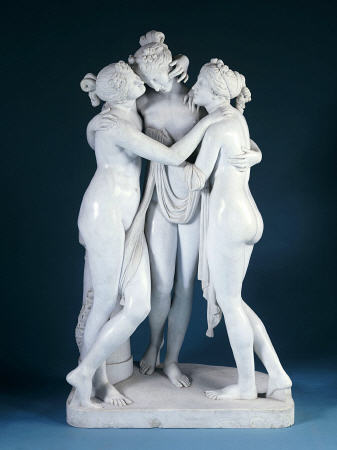A Lifesize White Marble Group Of The Three Graces, After Canova, 19th Century van 