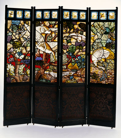 An Aesthetic Movement Stained And Painted Glass Screen The Design Attributed To John Moyr Smith (183 van 