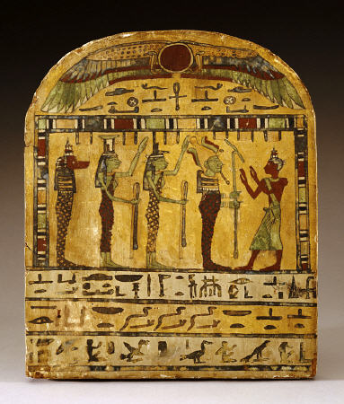 An Egyptian Painted Wood Stela Dynasty XXV-XXVI, Circa 712-525 B van 