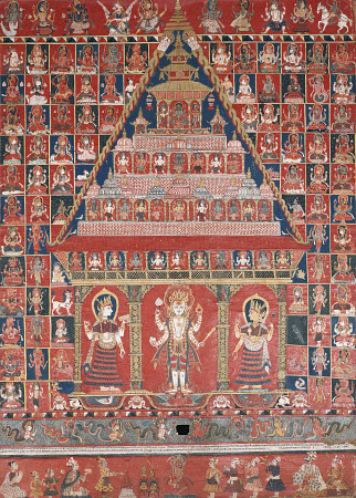 A Nepalese Paubha Depicting A Visnu Shrine, Dated 1716 van 