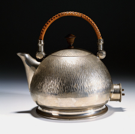 A Nickel-Plated Electric Kettle, Designed 1909 By Peter Behrens (1869-1940), For Aeg, With Turned Wo van 
