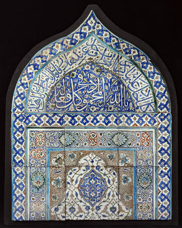 An Important Diyarbekir Tile Mihrab Of Ogival Arched Form Comprising Twelve Tiles, C van 