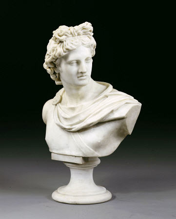 An Italian White Marble Bust Of The Apollo Belvedere After The Antique, Second Half 19th Century van 