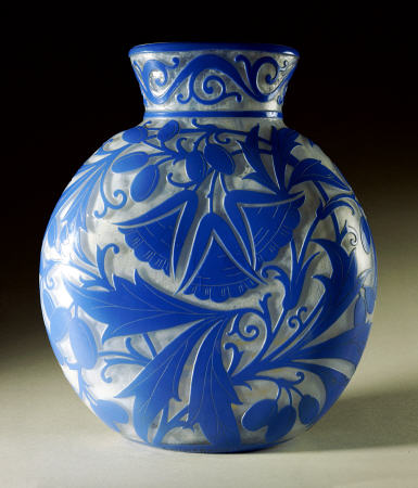 An Overlaid, Etched And Polished Daum Glass Vase van 